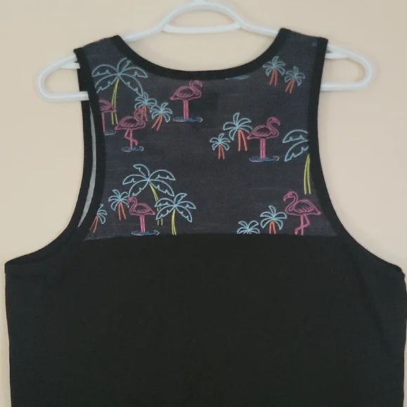 Black and Gray Tank Top with Tropical Print - Picture 7 of 7